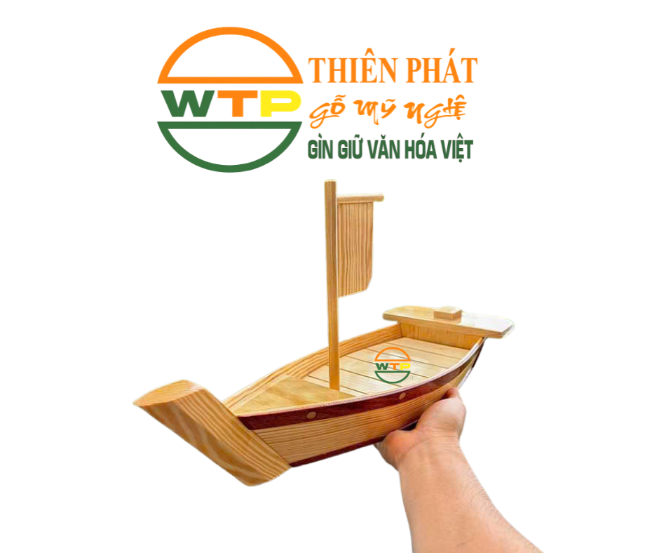 Thuyền Gỗ Trưng Bày Ẩm Thực - Thuyền sushi